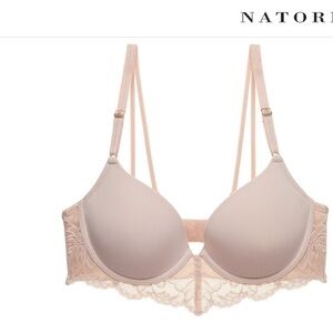 Notori Embolden Contour Underwire Bra with Lace Rose Beige 32 D NWT